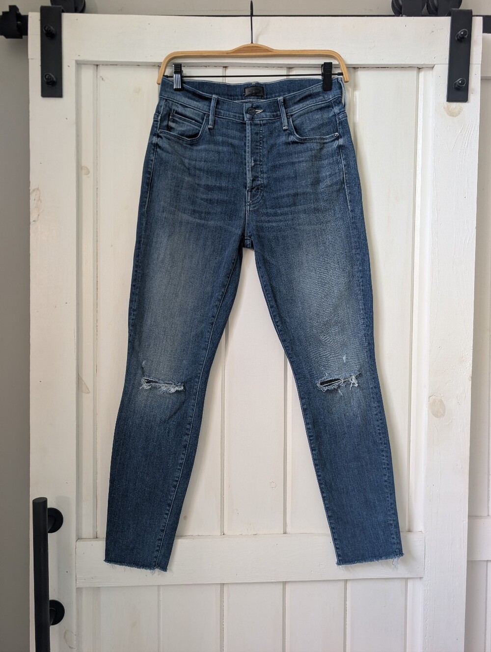MOTHER The Stunner Ankle Fray High Rise Jeans Field Of Dreams Size 29